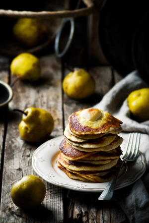 pancakes with pearsの写真素材