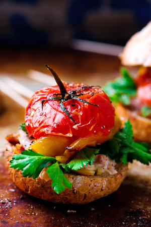 sandwich with chicken and vegetables. style vintage. selective focusの写真素材