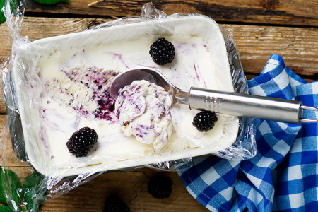 blackberry ice cream.  style rustic. selective focusの写真素材