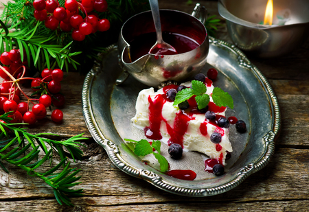 Lemon Semifreddo with Berries.. selective focusの写真素材