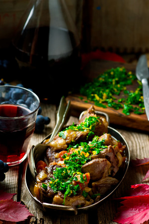 Ossobuco Milanese.style rustic. Selective focusの写真素材