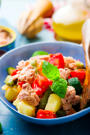 Genoa Salad with Tuna.selective focusの写真素材