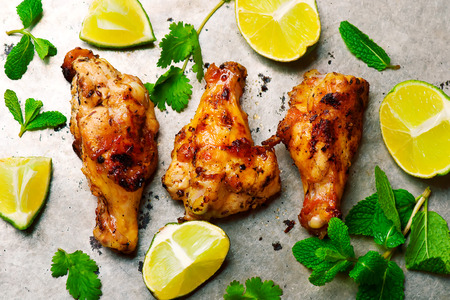 Grilled Chicken with Caraway and Black Peppercorns..selective focusの写真素材