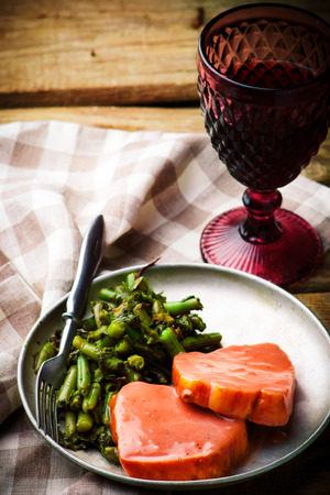 Ham with a Port Wine Sauce.selective focusの写真素材