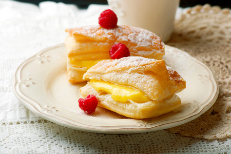 SPORCAMUSS ITALIAN CREAM FILLED PASTRIES.selective focusの写真素材