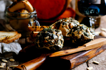 pumpkin herb cheese ball.style rustic.selective focusの写真素材