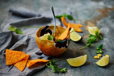 Tacos with Guacamole.style vintage.selective focusの写真素材