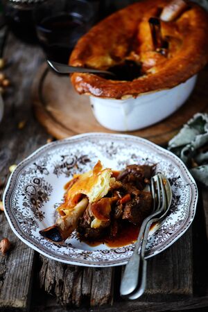 Lamb shank pies..style rustic.selective focusの写真素材