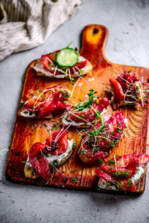 Beetroot and dill salmon gravlax.style hugge.selective focusの写真素材