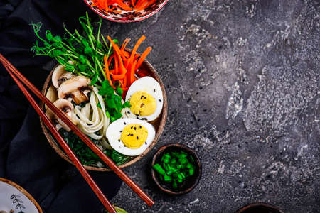 Vegetables ramen soup ... style rustic.selective vintageの写真素材