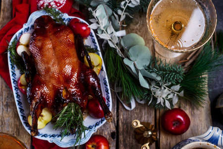 cranberry and rosemary roasted chiken.style rustic.selective focusの写真素材
