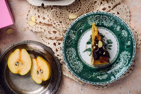Mushroom broth with dumplings and champignons.style vintage.selective focusの写真素材