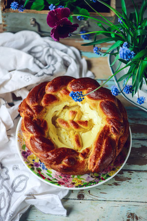 Romanian paska..traditional  easter pastries. selective focusの写真素材