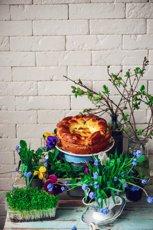 Romanian paska..traditional  easter pastries. selective focusの写真素材