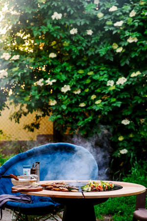 Roast chicken with vegetables.style rustic.selective focusの写真素材