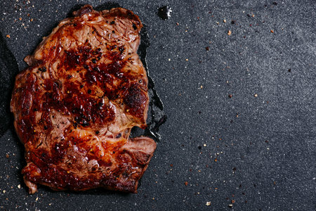 Steak on the grill. top veiw.selective focusの写真素材