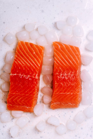 Raw salmon.top view..selective focus
