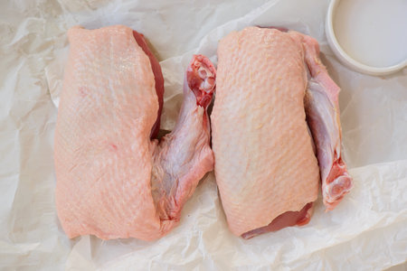 Raw Duck breast for roast .top veiw.selective focusの写真素材