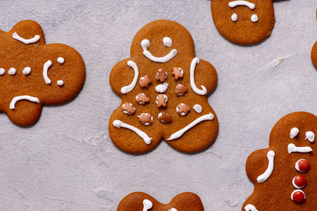 GINGERBREAD on a Christmas rustic background.top veiw .Style rustic . selective focusの写真素材