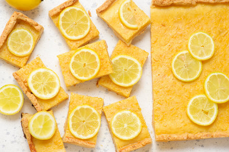 Lemon Shortbread Tart.top veiw.selective focusの写真素材