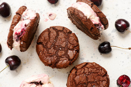 Black Forest Ice Cream Sandwiches.top veiw.selective focusの写真素材