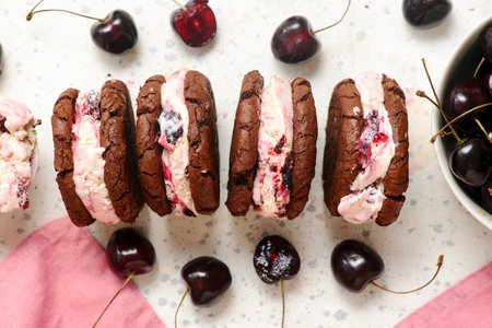 Black Forest Ice Cream Sandwiches.top veiw.selective focusの写真素材