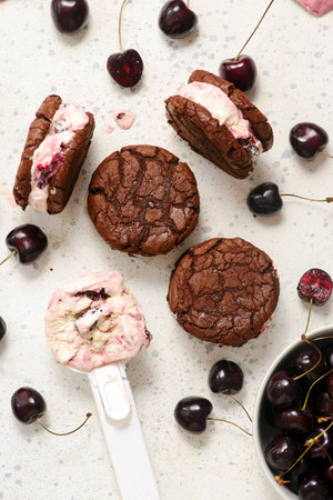 Black Forest Ice Cream Sandwiches.top veiw.selective focusの写真素材