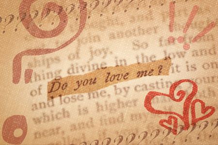Do you love me? quote in a collageの写真素材