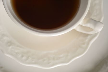White cup of tea as seen from the topの写真素材