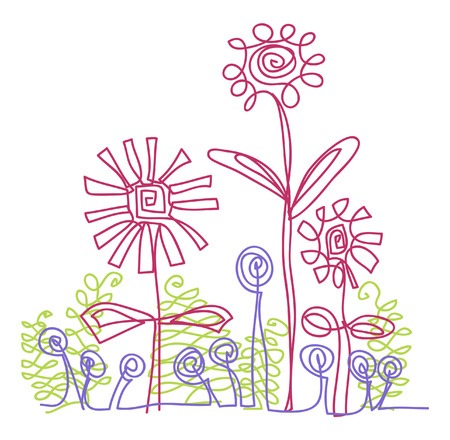 line vector drawing of geometric flowersのイラスト素材