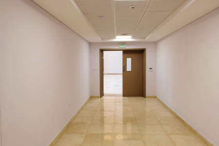 hallway with celling and double door half openの写真素材