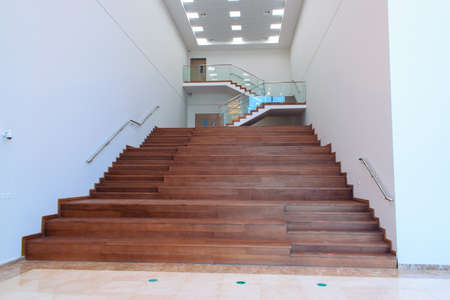 Wooden Stairs with long background and other stairsの写真素材