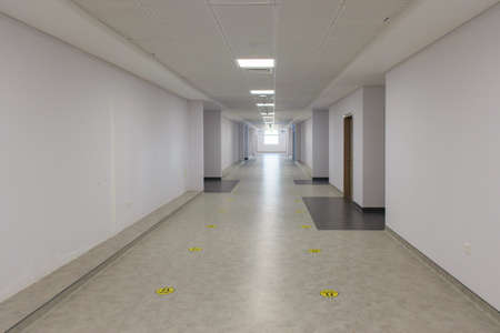 hallway with celling and doors, corridor in buildingのeditorial素材