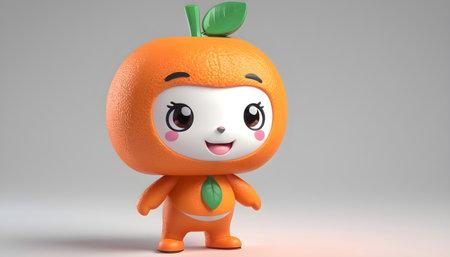 Cute cartoon orange character - 3D Rendered Illustration.の素材