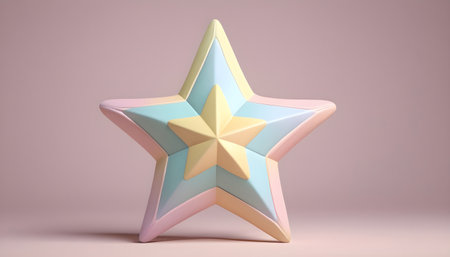 3d rendering of a star in pastel colors on a pink backgroundの素材
