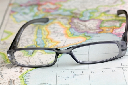 Glasses on a map