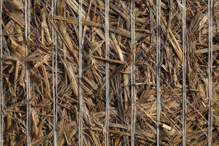 Macro photo of bound straw of a bale of straw.の写真素材