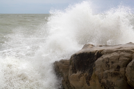 Waves breaking on rocks at the Adriatic Sea.
