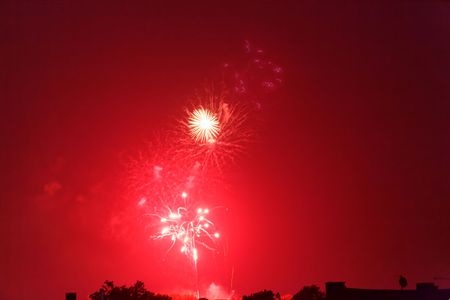 Firework with a black sky as background.の写真素材