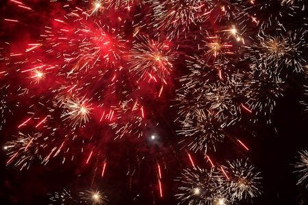 Firework with a black sky as background.の写真素材