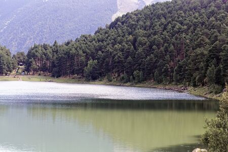 The lake Engolasters at Andorra in the pyreneen mountains.