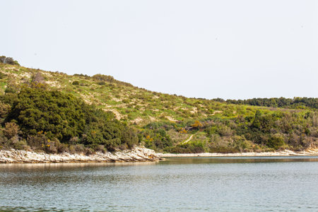 Landscape by Avlaki Beach in Northern Corfu Greece.