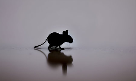 Silhouette of a mouse in rain, Ai generated illustrationの素材