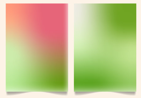 Set of two abstract backgrounds. Green and pink colors. Vector illustration.のイラスト素材