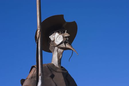A statue of Don Quixote of La Mancha, in the state of Albacete, Spainの写真素材