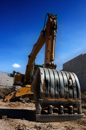 Closeup picture of a shovel from a bulldozer