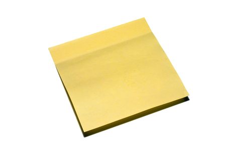 Yellow post-it isolated in white. A typical real note for fast comments or memorandums.