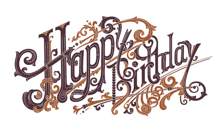 Greeting card for birthday. Expensive and valuable gift to the hero of the day. Vintage letteringのイラスト素材