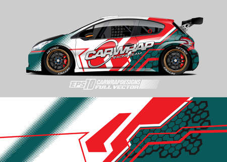 Car wrap decal graphic design. Abstract stripe racing background designs for wrap cargo van, race car, pickup truck, adventure vehicle. Eps 10のイラスト素材