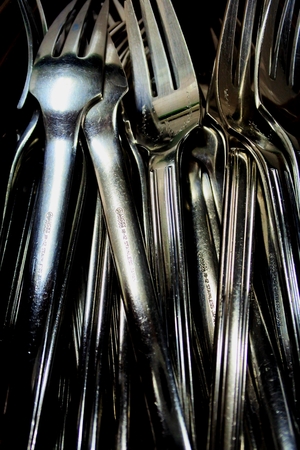 Silver forkの写真素材